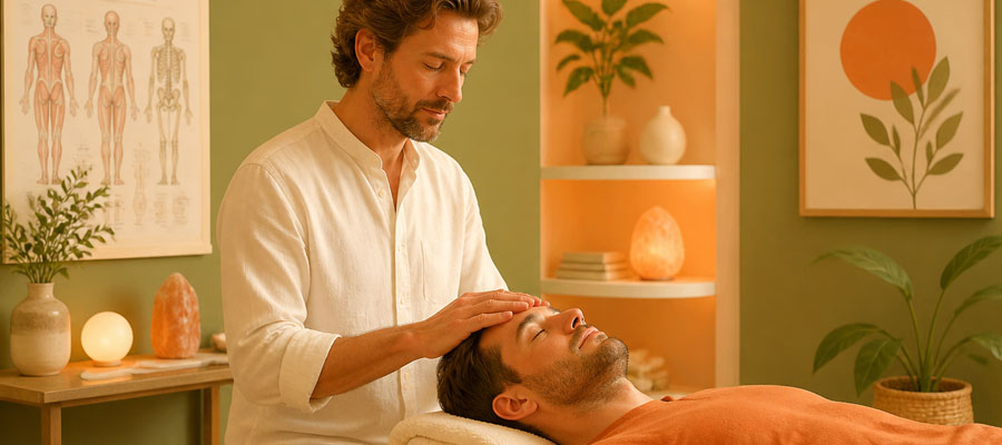 Osteopathische Behandlung am Kopf (Bild: Freepik AI / Magnific)