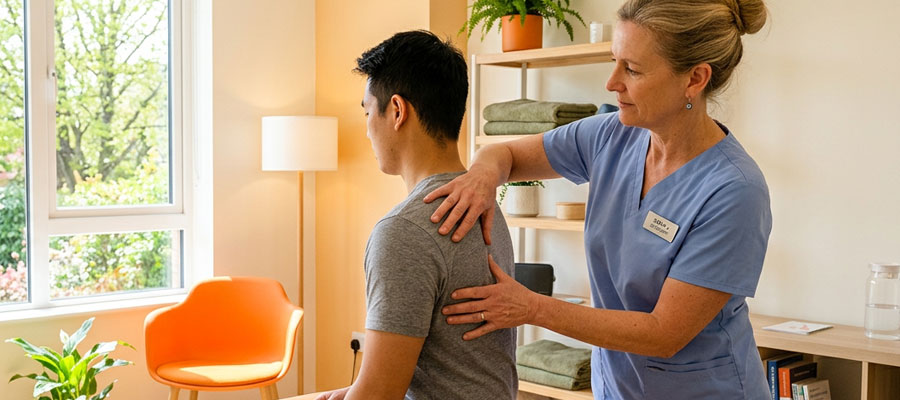Osteopathische Behandlung - Schulter + Rücken (Bild: Freepik AI / Magnific)