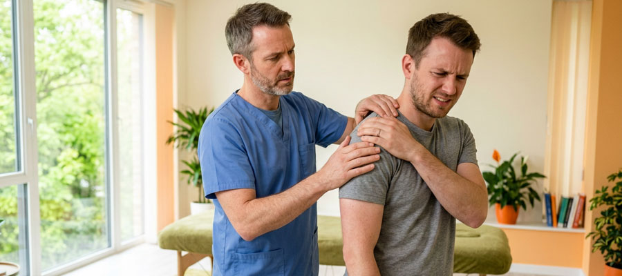 Osteopathische Behandlung bei Schulterproblemen (Bild: Freepik AI / Magnific)